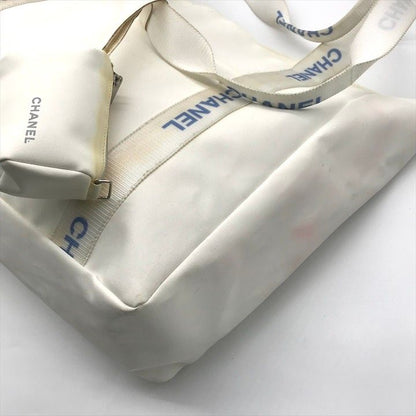 Chanel Sports Line Nylon Pouch Logo Tote White