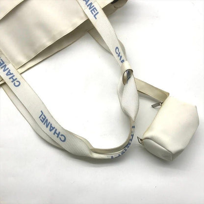 Chanel Sports Line Nylon Pouch Logo Tote White