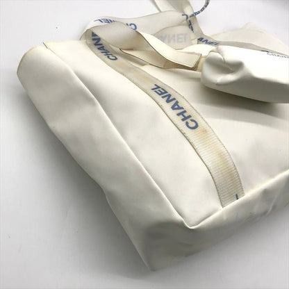 Chanel Sports Line Nylon Pouch Logo Tote White