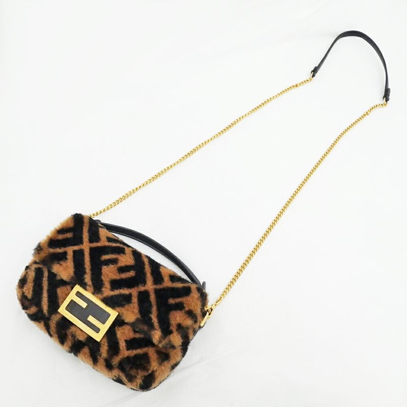 Fendi Mamma Bucket Mini Zucca Pattern Handbag Shoulder Bag Leather Fa-