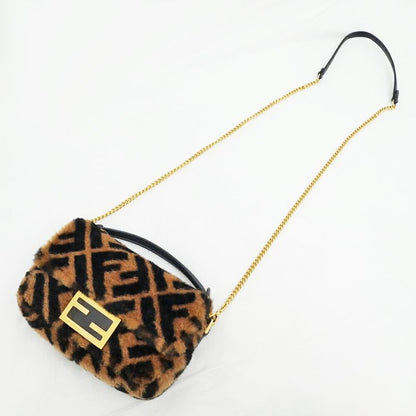Fendi Mamma Bucket Mini Zucca Pattern Handbag Shoulder Bag Leather Fa-