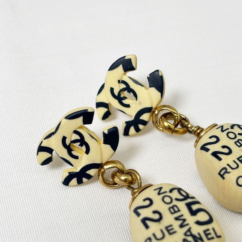 Chanel Cambon Wooden Earrings