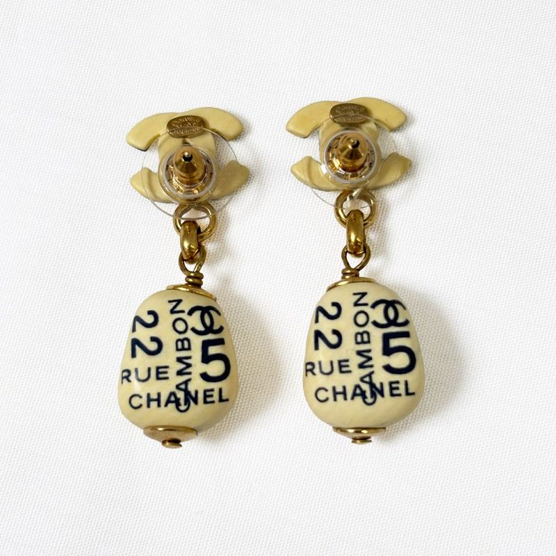Chanel Cambon Wooden Earrings