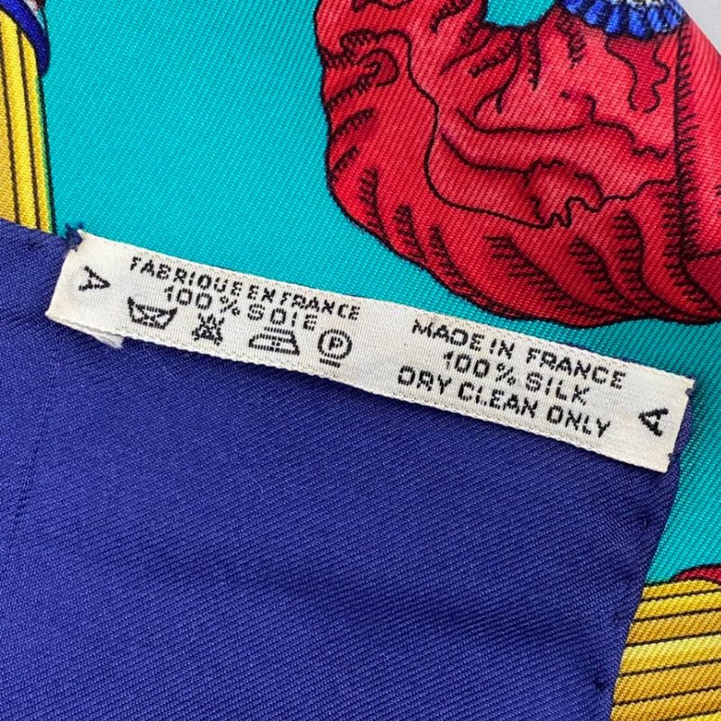 Hermes Scarf Carre 90 in Commemoration Of The French Revolution Silk Blue