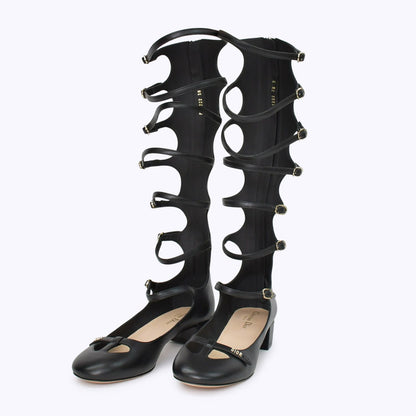 Dior Bondage Strap Long Boots Pumps Black