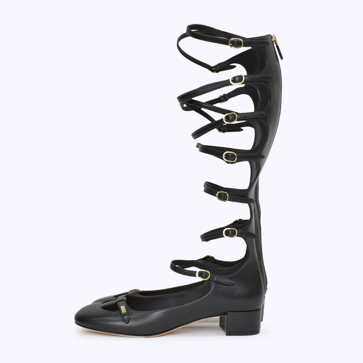 Dior Bondage Strap Long Boots Pumps Black — view 2