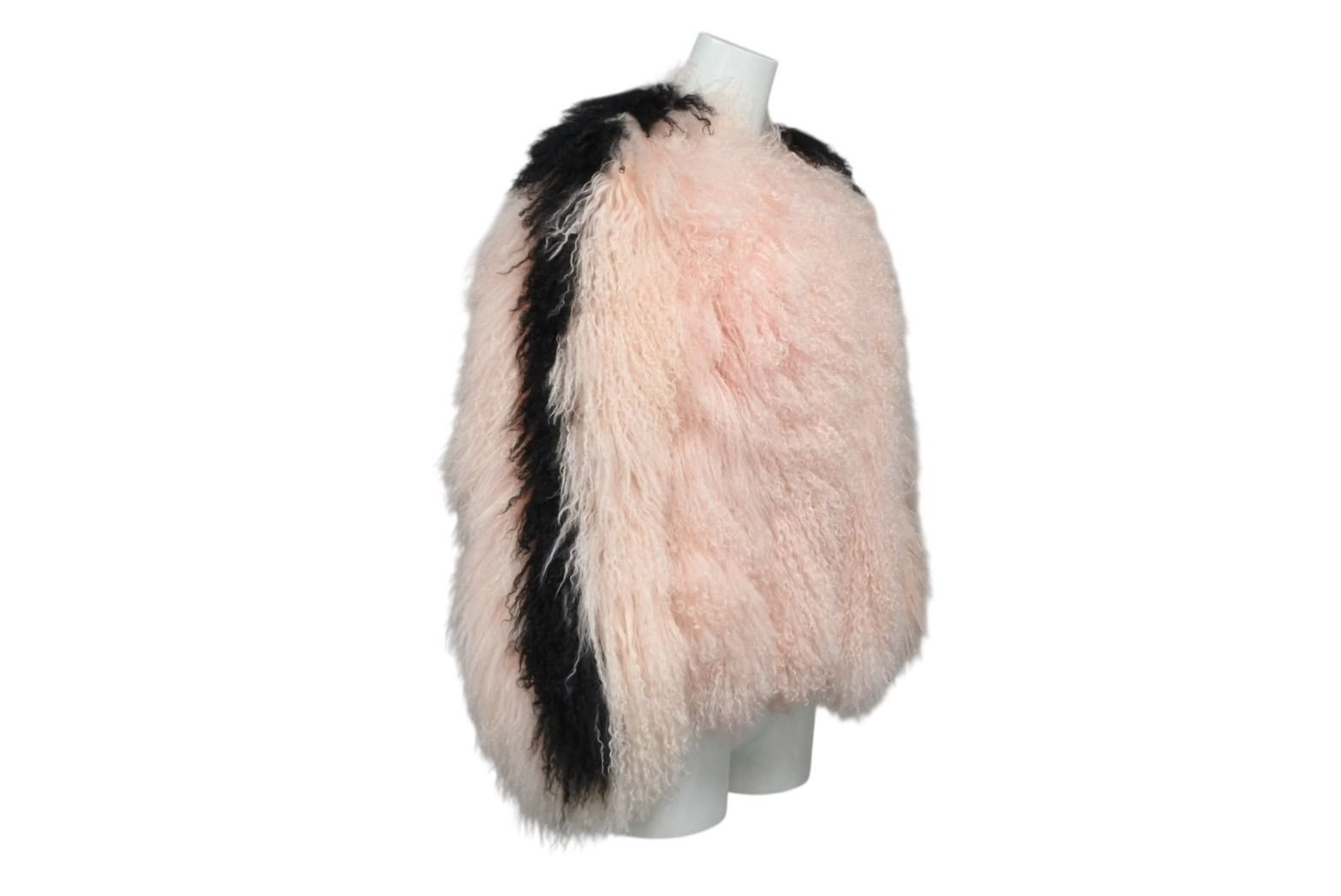 Fendi Fur Coat Lamb Silk Fur Pink Black — view 4