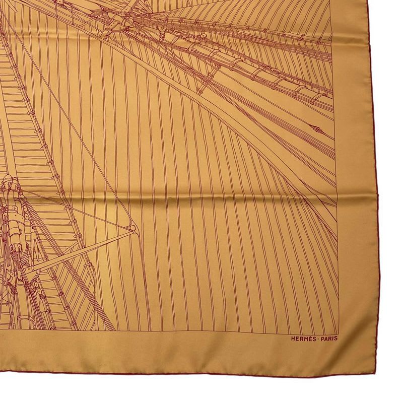 Hermes Carre 90 Tailwind Vent Portant Scarf Silk Orange