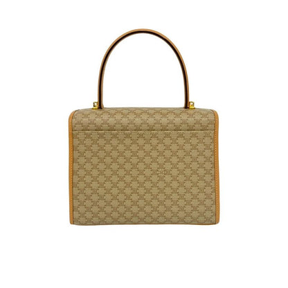 Celine Vintage Macadam Pattern Circle Logo Leather 2-Way Handbag