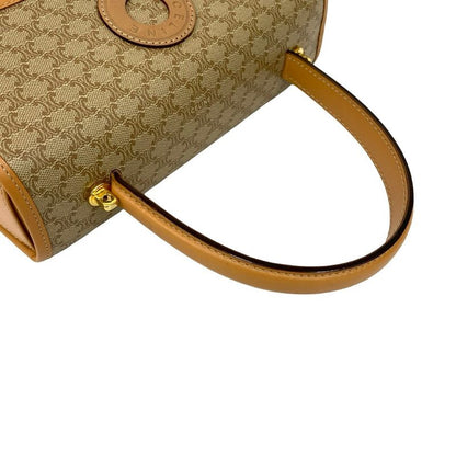 Celine Vintage Macadam Pattern Circle Logo Leather 2-Way Handbag
