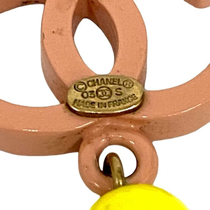 Chanel Swing Earrings Yellow Ball Coco Mark Alloy Plastic 03S