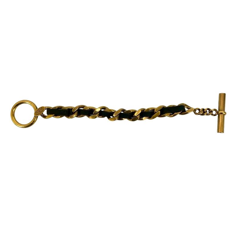 Chanel Chain Leather GP Bracelet Bangle