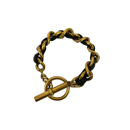 Chanel Chain Leather GP Bracelet Bangle