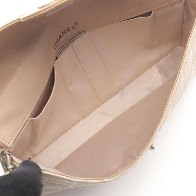 Chanel Shoulder Bag New Travel Line Chocolate Bar A15316 Beige Leather New