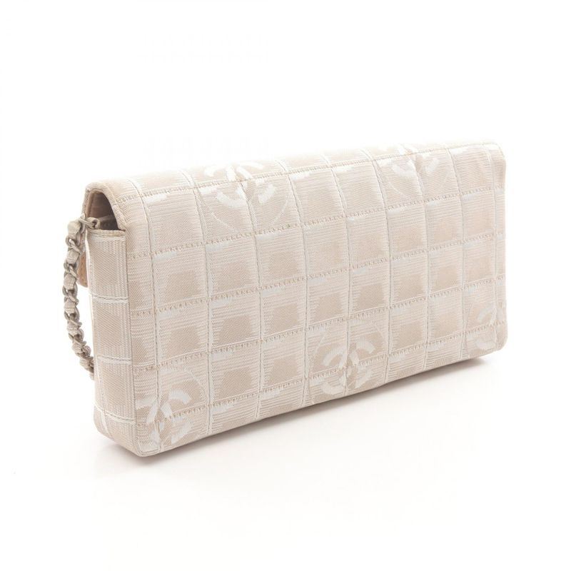 Chanel Shoulder Bag New Travel Line Chocolate Bar A15316 Beige Leather New