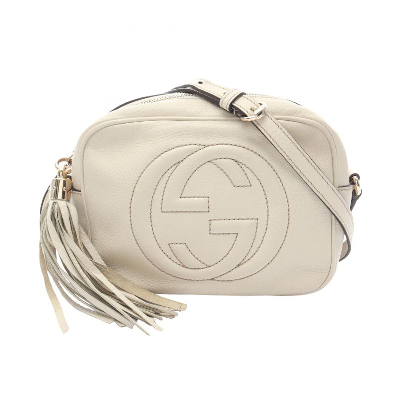 Gucci Shoulder Bag Soho Disco Bag Interlocking G 308364 White Leather Soho