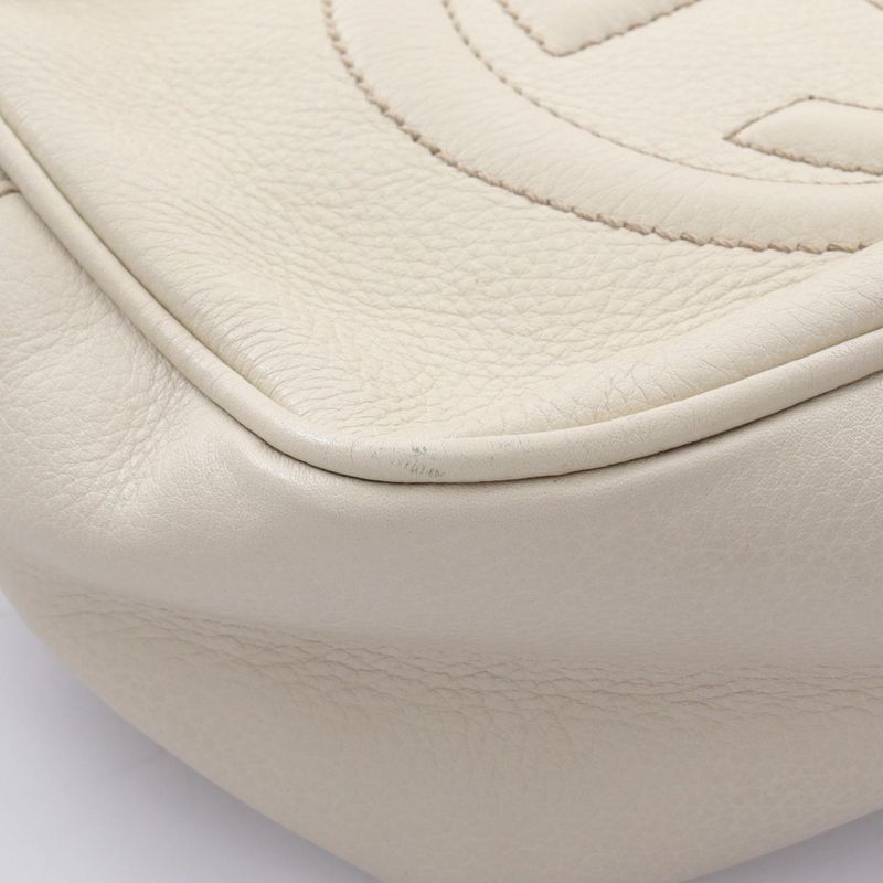 Gucci Shoulder Bag Soho Disco Bag Interlocking G 308364 White Leather Soho