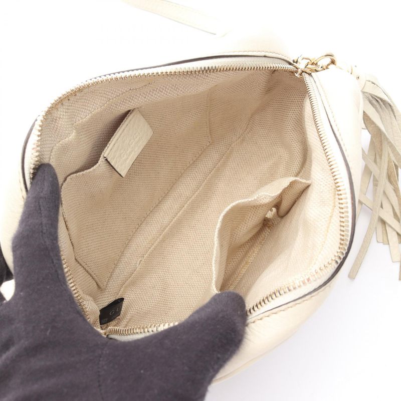 Gucci Shoulder Bag Soho Disco Bag Interlocking G 308364 White Leather Soho