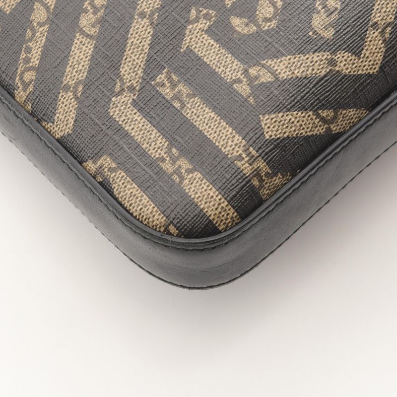 Gucci Shoulder Bag GG Kaleido Bee 471466 Black Beige PVC Coated Canvas Leather