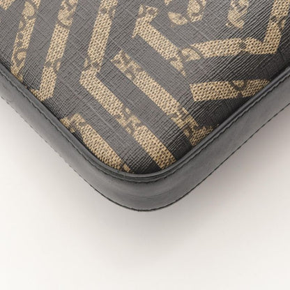 Gucci Shoulder Bag GG Kaleido Bee 471466 Black Beige PVC Coated Canvas Leather