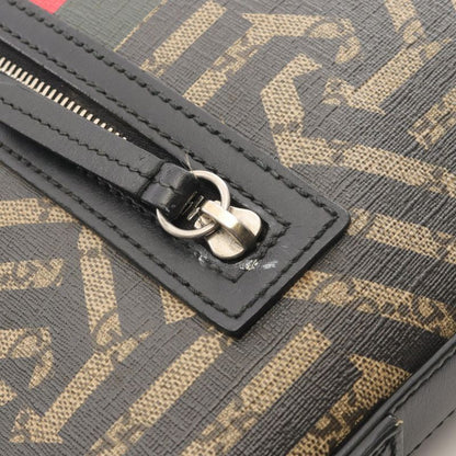 Gucci Shoulder Bag GG Kaleido Bee 471466 Black Beige PVC Coated Canvas Leather