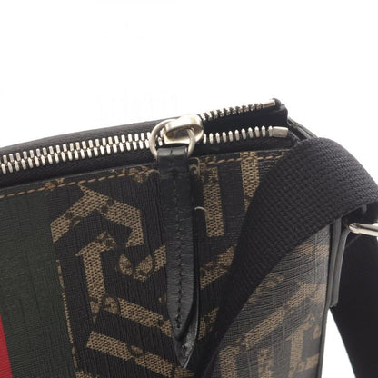 Gucci Shoulder Bag GG Kaleido Bee 471466 Black Beige PVC Coated Canvas Leather