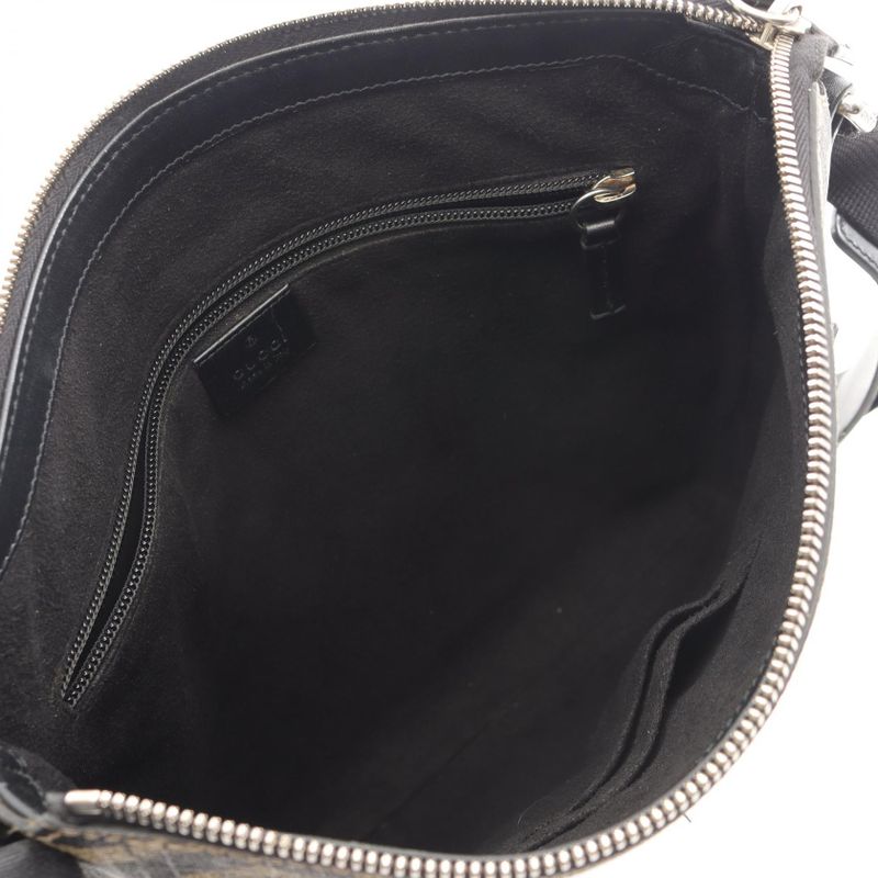 Gucci Shoulder Bag GG Kaleido Bee 471466 Black Beige PVC Coated Canvas Leather