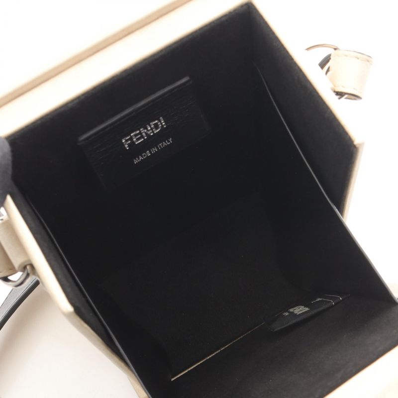 Fendi Shoulder Bag Box 7va519 Beige Leather Box Shoulder Unisex Used B