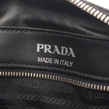 Prada Shoulder Bag Black Leather Banana Print Crossbody Bag Women's Used a
