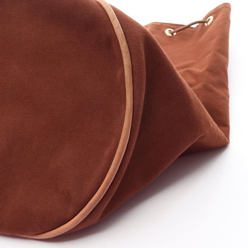 Hermes Shoulder Bag Porochonmimil GM Brown Canvas Leather Porochonmimil GM