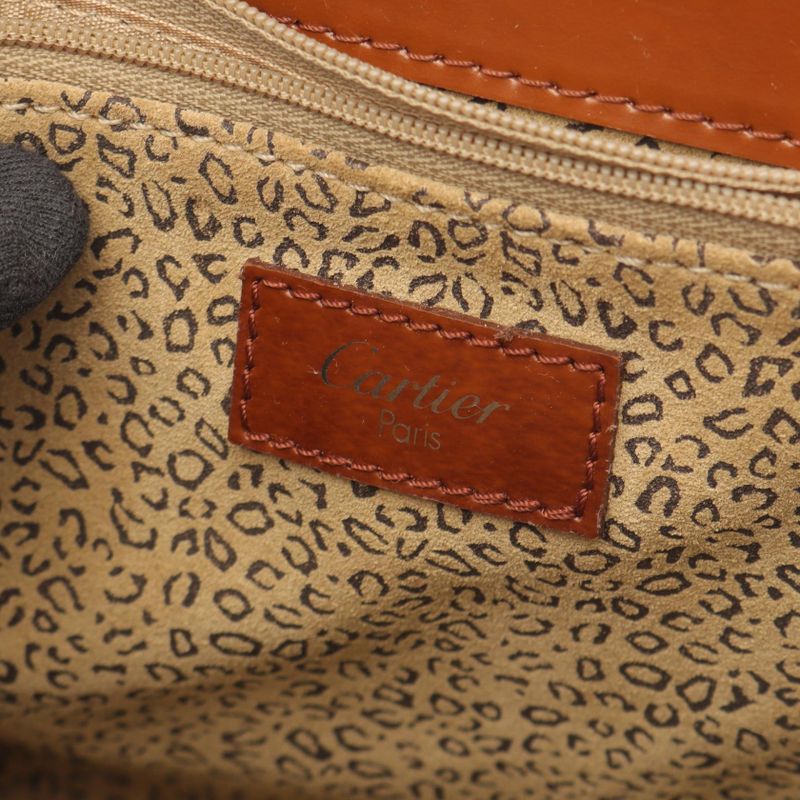 Cartier Handbag Panthère Brown Leather Panthère Hand Ladies Used B