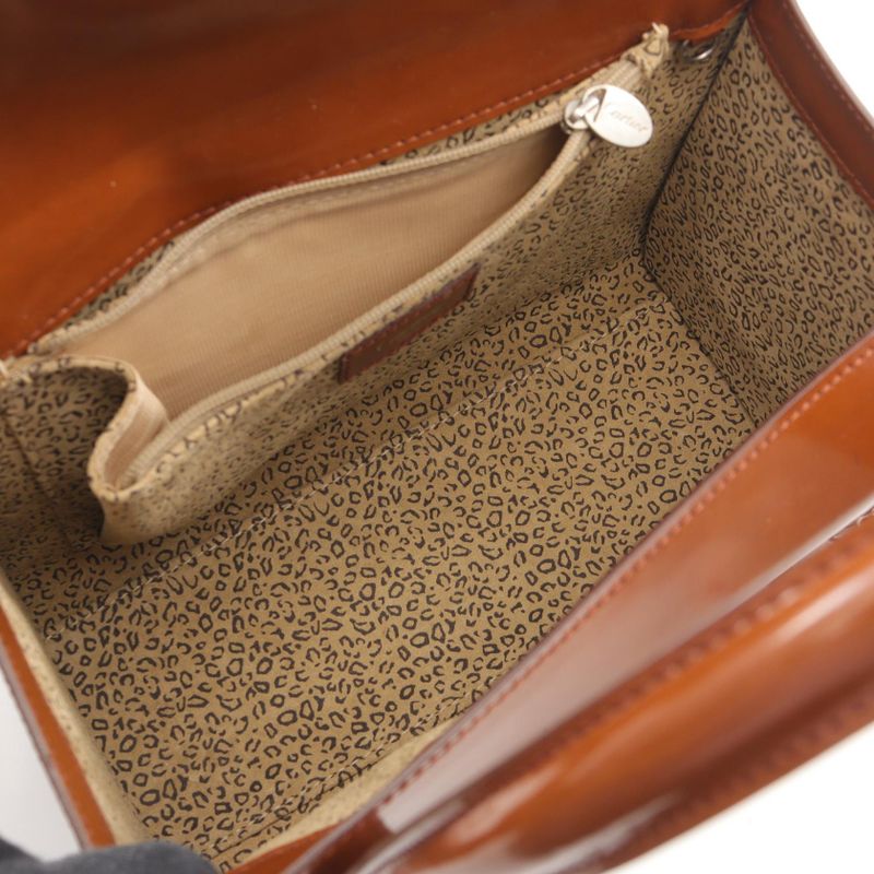 Cartier Handbag Panthère Brown Leather Panthère Hand Ladies Used B