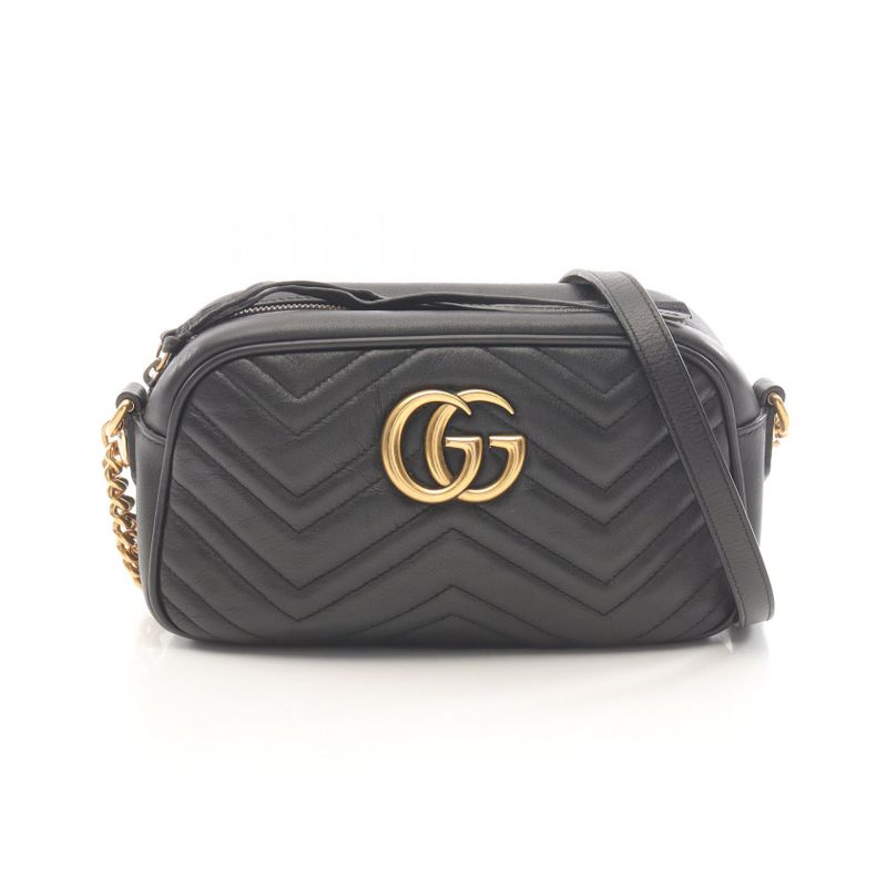 Gucci Shoulder Bag Ggmarmont 447632 Black Leather Ggmarmont Chain Shoulder