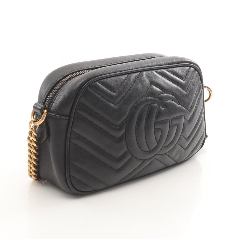 Gucci Shoulder Bag Ggmarmont 447632 Black Leather Ggmarmont Chain Shoulder