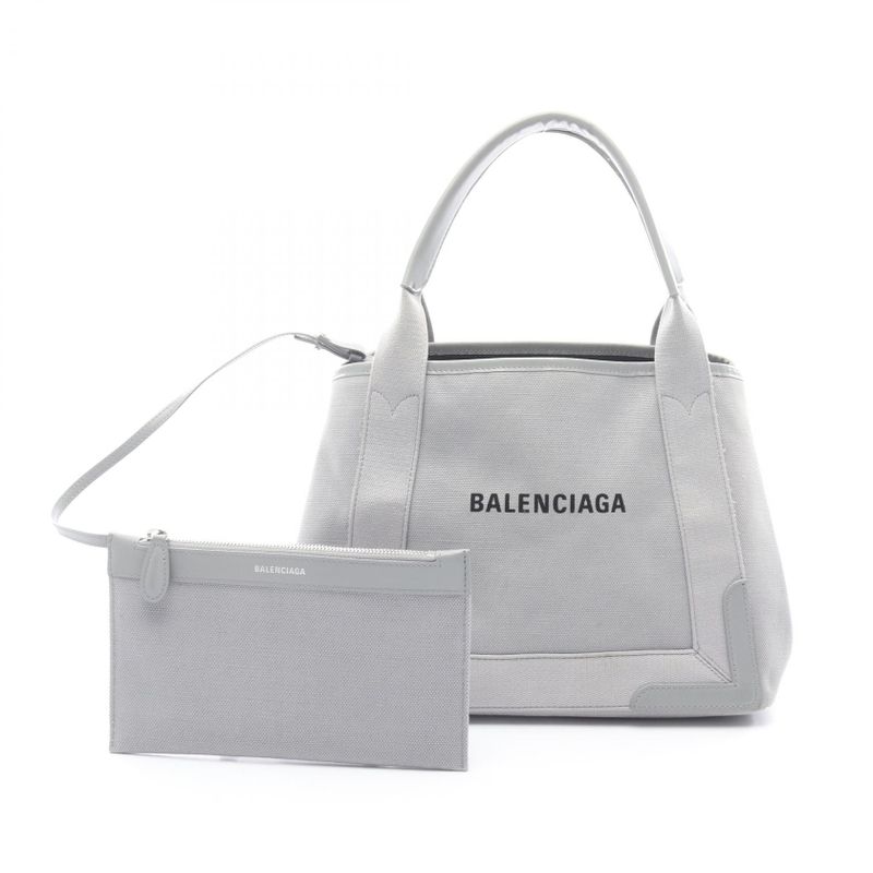 Balenciaga Tote Bag Navy Cabas S Navy Cabas 339933 Gray Canvas Leather Navy