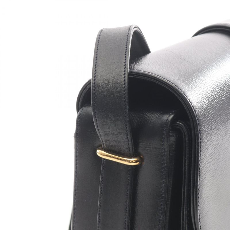 Cartier Shoulder Bag Sapphire Line Black Leather Sapphire Shoulder Bag Ladies