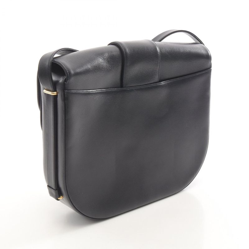 Cartier Shoulder Bag Sapphire Line Black Leather Sapphire Shoulder Bag Ladies