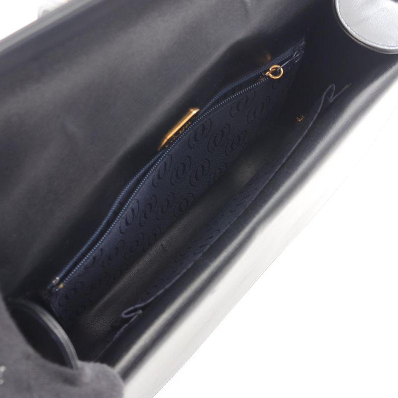 Cartier Shoulder Bag Sapphire Line Black Leather Sapphire Shoulder Bag Ladies