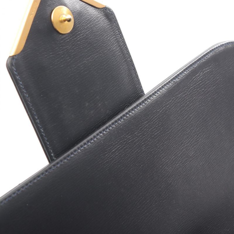 Cartier Shoulder Bag Sapphire Line Black Leather Sapphire Shoulder Bag Ladies