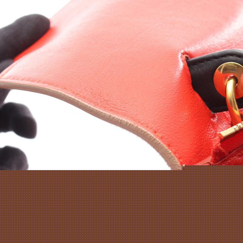 Celine Handbag Belt Bag Mini Red Beige Leather