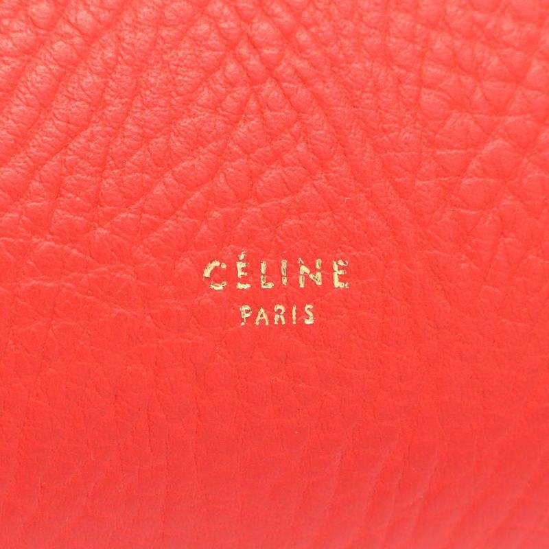 Celine Handbag Belt Bag Mini Red Beige Leather
