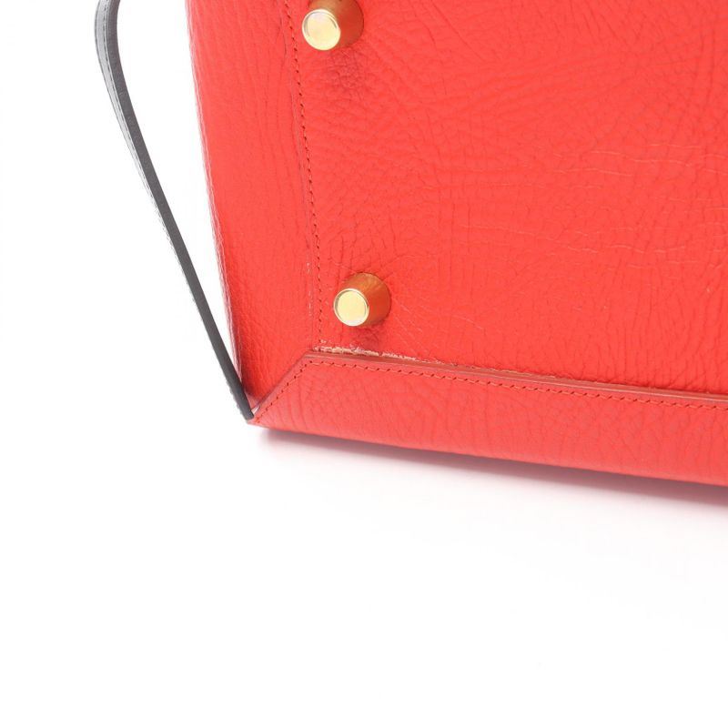 Celine Handbag Belt Bag Mini Red Beige Leather