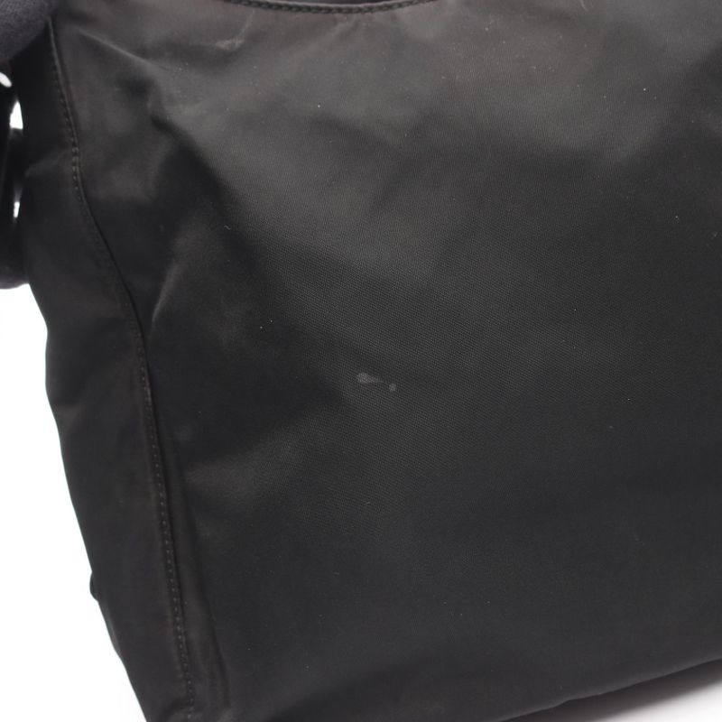 Prada Shoulder Bag Plastic Handle Black Nylon Handbag Ladies Used B