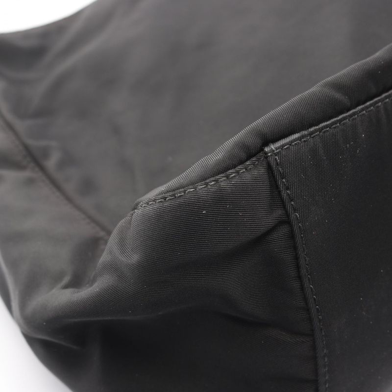 Prada Shoulder Bag Plastic Handle Black Nylon Handbag Ladies Used B