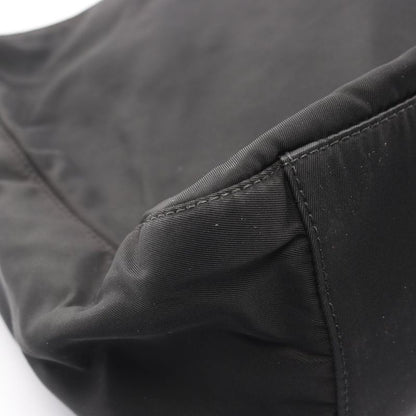 Prada Shoulder Bag Plastic Handle Black Nylon Handbag Ladies Used B