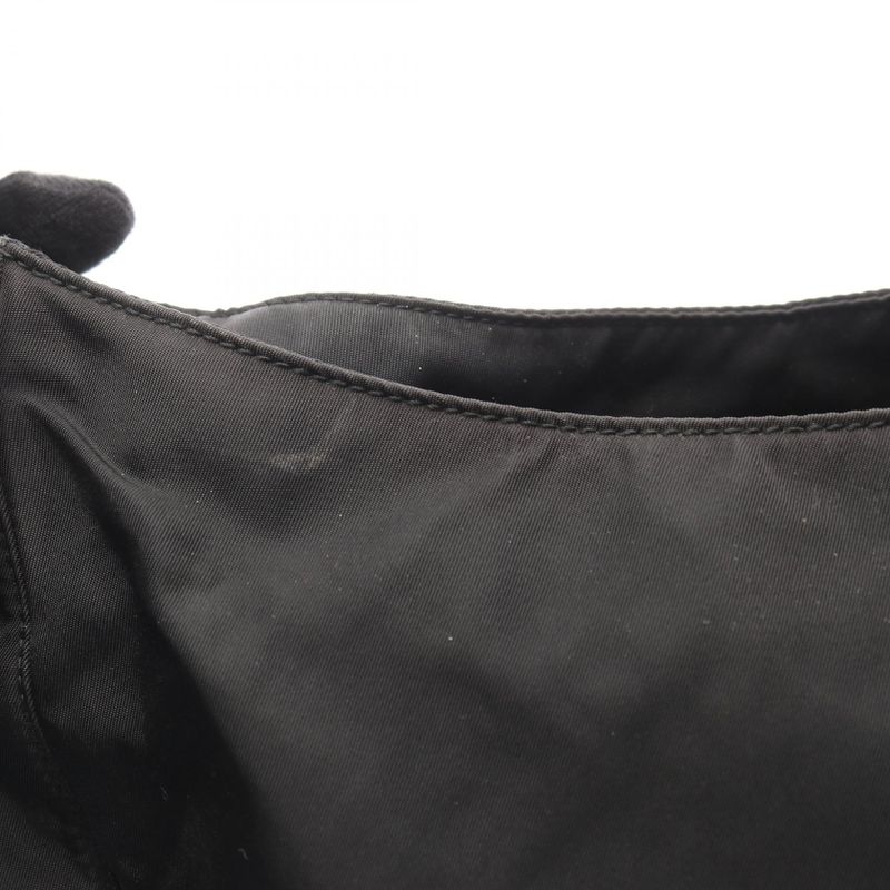 Prada Shoulder Bag Plastic Handle Black Nylon Handbag Ladies Used B
