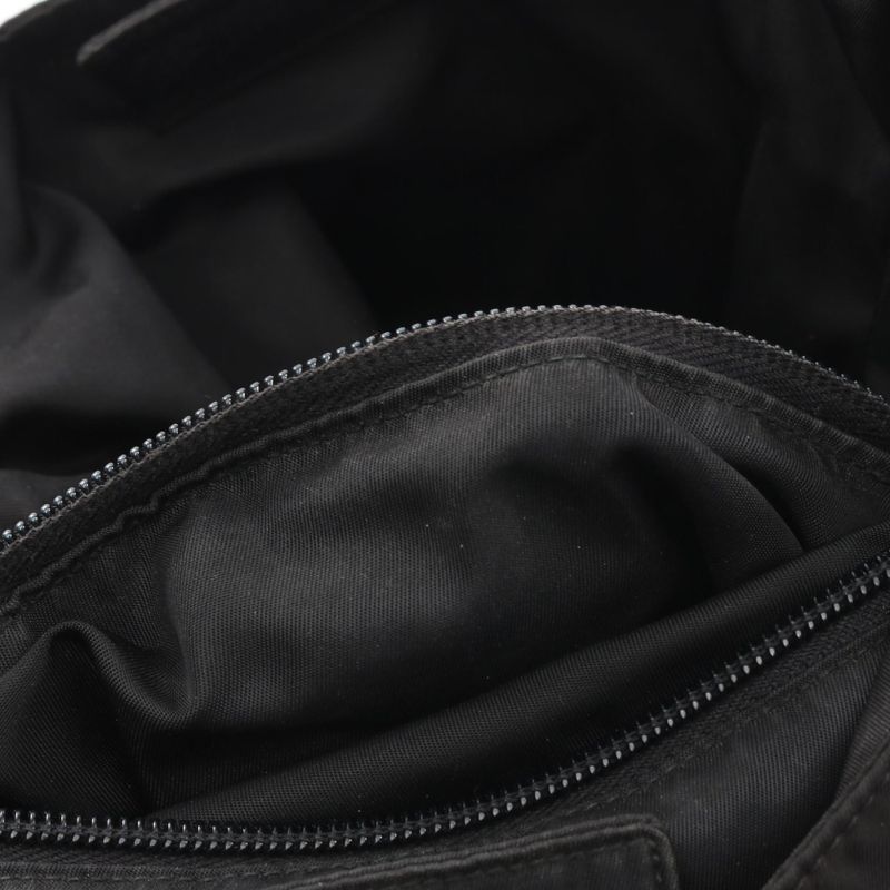 Prada Shoulder Bag Plastic Handle Black Nylon Handbag Ladies Used B