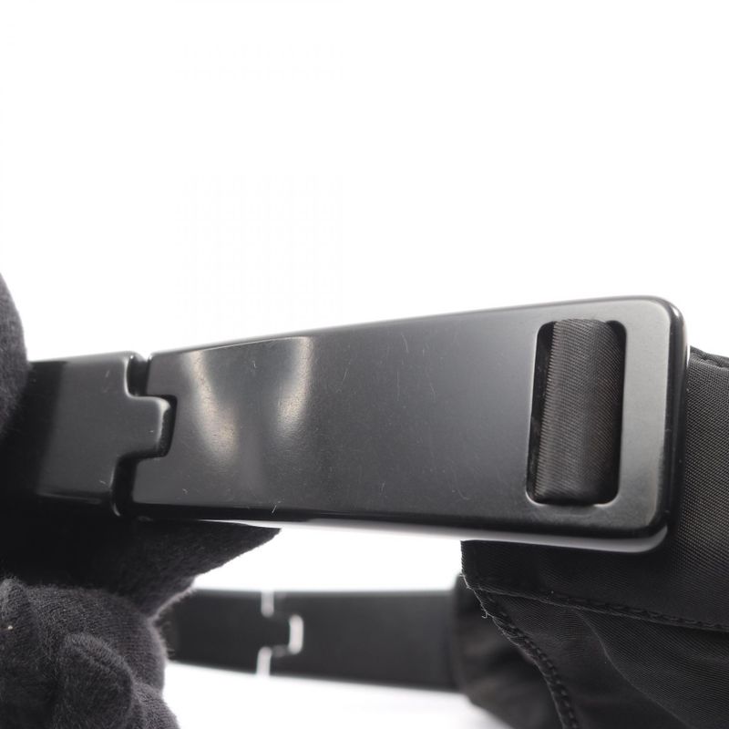 Prada Shoulder Bag Plastic Handle Black Nylon Handbag Ladies Used B