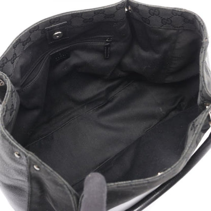 Gucci Tote Bag GG Canvas 115015 Black Canvas Leather Tote Bag Women's Used B