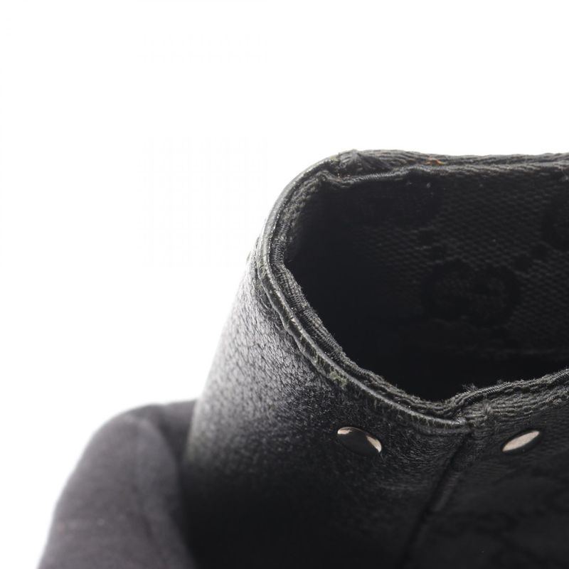 Gucci Tote Bag GG Canvas 115015 Black Canvas Leather Tote Bag Women's Used B